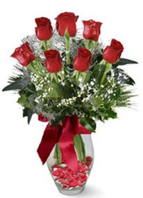  Ağrı internetten çiçek siparişi  7 adet kirmizi gül cam vazo yada mika vazoda