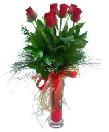 vazo içerisinde 5 kırmızı gül  Ağrı güvenli kaliteli hızlı çiçek 