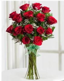 Cam vazo içerisinde 11 kırmızı gül vazosu  Ağrı anneler günü çiçek yolla 