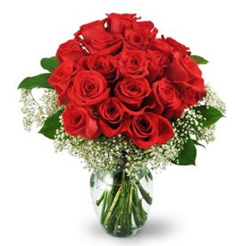25 adet kırmızı gül cam vazoda  Ağrı çiçek , çiçekçi , çiçekçilik 