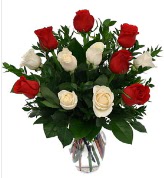 Vazo içerisinde 6 kırmızı 6 beyaz gül  Ağrı hediye çiçek yolla 