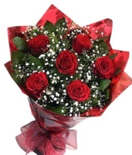 6 adet kırmızı gülden buket  Ağrı yurtiçi ve yurtdışı çiçek siparişi 