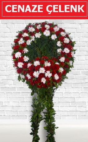Kırmızı Beyaz Çelenk Cenaze çiçeği  Ağrı İnternetten çiçek siparişi 