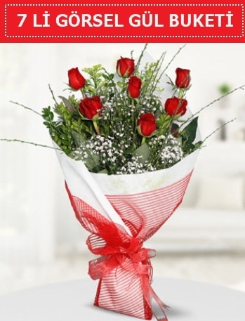 7 adet kırmızı gül buketi Aşk budur  Ağrı çiçek satışı 